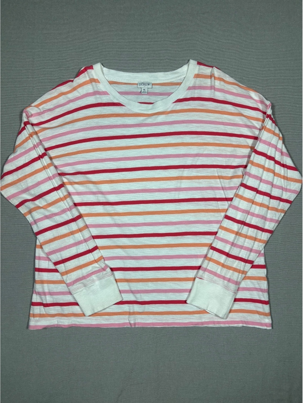 J.Crew Women's XL Long Sleeve Striped T-Shirt Cotton Crewneck Casual Top